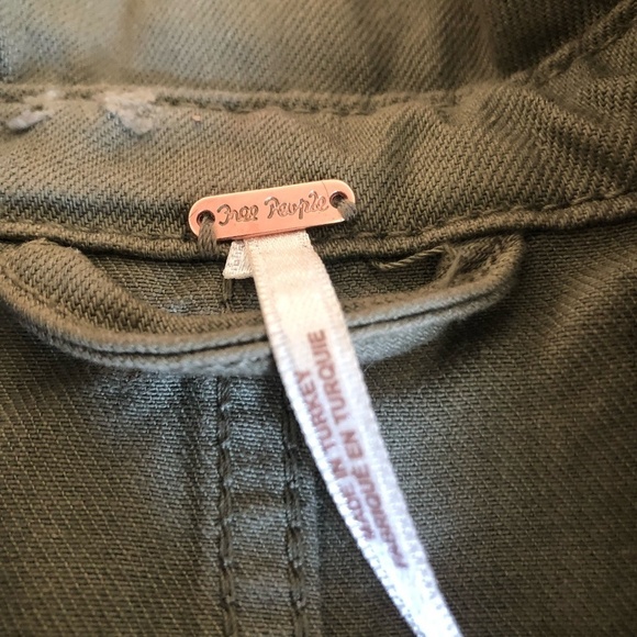 FREE PEOPLE MOONCHILD DISTRESSED OVERSIZE MOSS GREEN JACKET XS - Picture 11 of 12